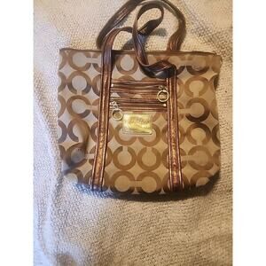 Vintage Coach Poppy Signature Brown Pop C Monogram Tote Bag